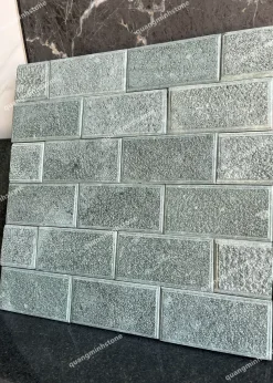Đá ốp tường băm xanh rêu10x20 - Quang Minh Stone 2