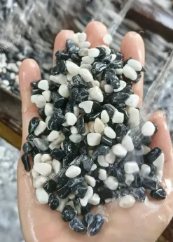 Sỏi Mix Trắng Đen Quay Tròn - quang minh stone 1