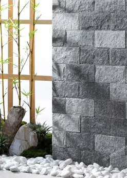 Đá chẻ đen ánh kim ốp tường 10x20