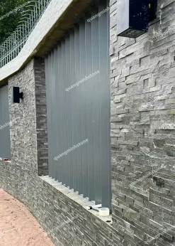 Đá ghép xanh đen 10x50 ốp tường - quang minh stone 3