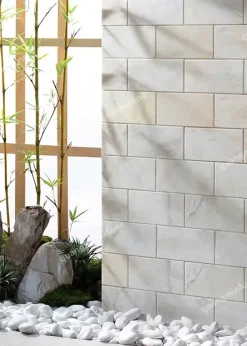 Đá mài bóng trắng ngà ốp tường 10x20 - Quang Minh Stone 4