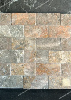 Đá mài bóng vàng dăm kết 10x20 ốp tường - quang minh stone 1