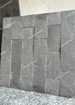Đá ốp tường 10x20 màu đen kiểu xếp dọc- Quang Minh Stone 2