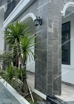 Đá ốp tường 10x20 màu đen kiểu xếp dọc- Quang Minh Stone 3