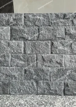 Đá chẻ đen ánh kim ốp tường 10x20