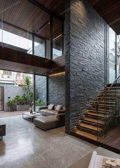 Đá ghép đen Ấn ốp tường 10x50