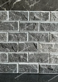 Đá chẻ đen cà viền ốp tường 10x20