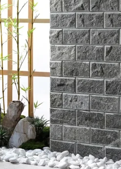 Đá chẻ đen cà viền ốp tường 10x20