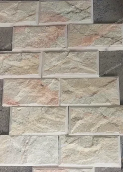 Đá chẻ vàng cà viền ốp tường 10x20 3