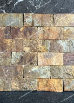 Đá chẻ vàng nâu ốp tường 10x20