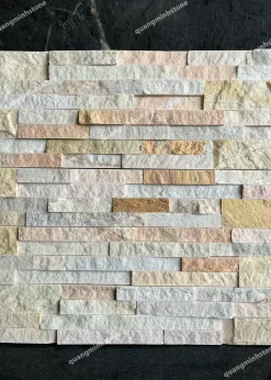 Đá ghép vàng kem ốp tường 10x50 - Quang Minh Stone 1