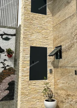 Đá ghép vàng kem ốp tường 10x50 - Quang Minh Stone 3
