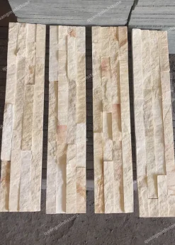 Đá ghép vàng kem ốp tường 10x50 - Quang Minh Stone 4