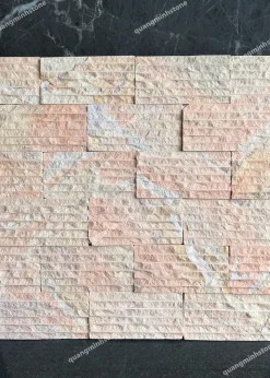 Đá hồng xẻ rãnh ốp tường 10x20 - Quang Minh Stone 1