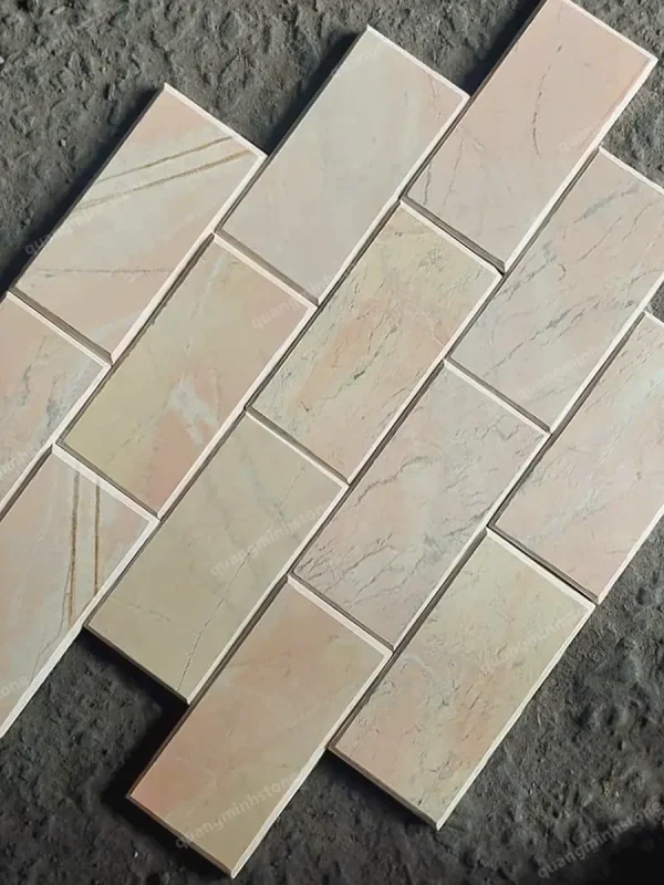 Đá mài bóng hồng ốp tường 10x20 - Quang Minh Stone 5