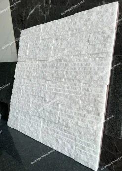 Đá trắng xẻ rãnh ốp tường 10x20 - quang minh stone 2
