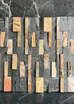 Đá Ghép Nâu Đen Ốp Tường 10x50 Ốp Dọc - quang minh stone 1