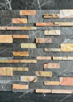 Đá Ghép Nâu Đen Ốp Tường 10x50 - quang minh stone 1