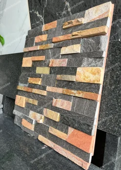 Đá Ghép Nâu Đen Ốp Tường 10x50 - quang minh stone 2