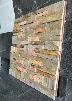 Đá Ghép Nâu Ốp Tường 10x50 - quang minh stone 2