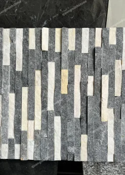 Đá ghép đen trắng Ốp Tường 10x50 ốp dọc - quang minh stone 1