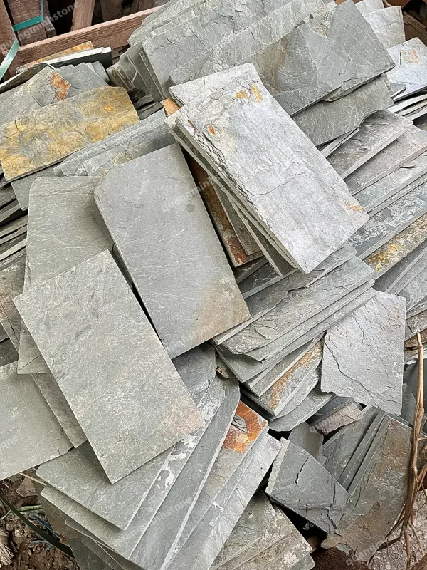 Đá chẻ xanh rỉ sét 10x20 Ốp Tường - quang minh stone 2