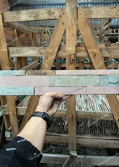 Đá ghép xanh hồng 10x50 Ốp Tường - quang minh stone 1