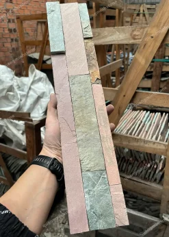 Đá ghép xanh hồng 10x50 Ốp Tường - quang minh stone 2