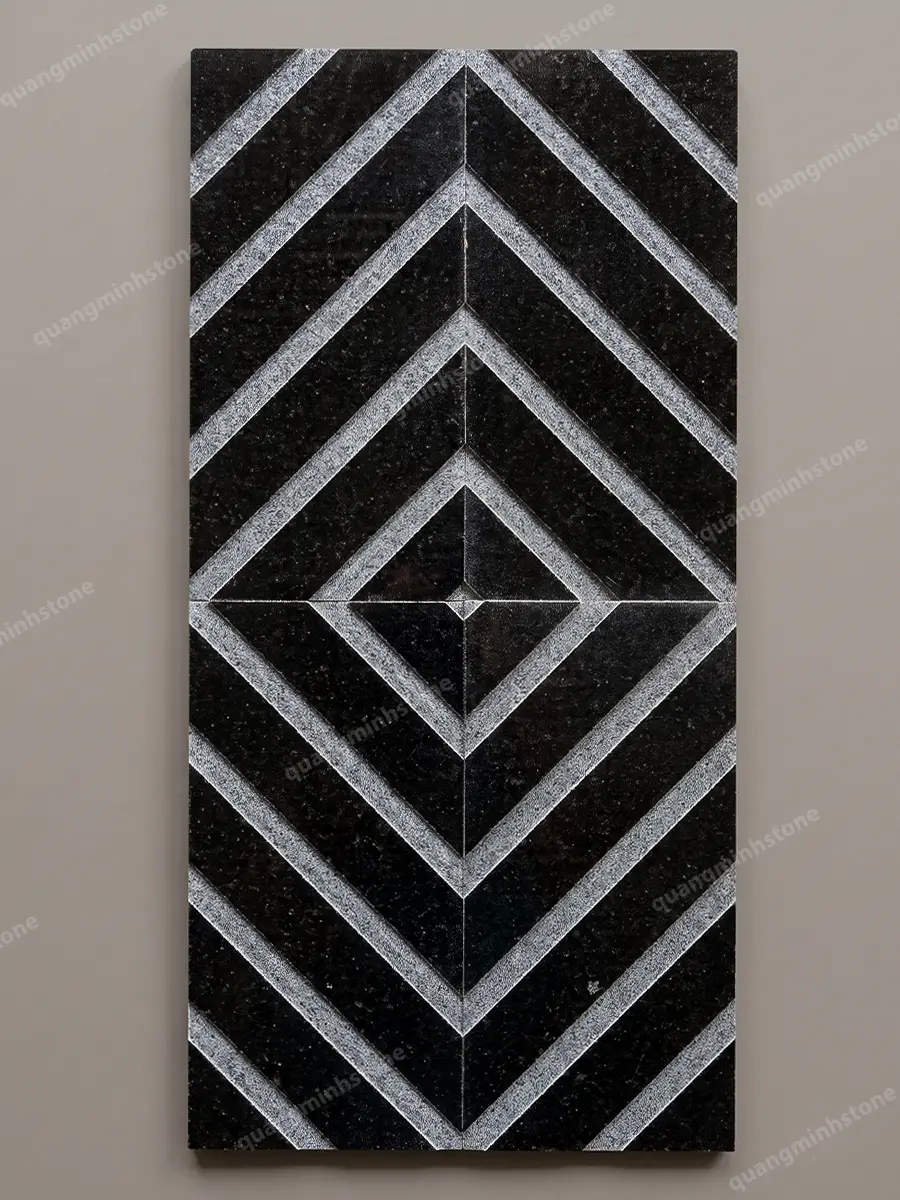 Đá granite đen bóng chia rãnh chéo Lót Ram Dốc 30x60 - quang minh stone 1