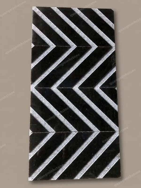 Đá granite đen bóng chia rãnh chéo Lót Ram Dốc 30x60 - quang minh stone 2