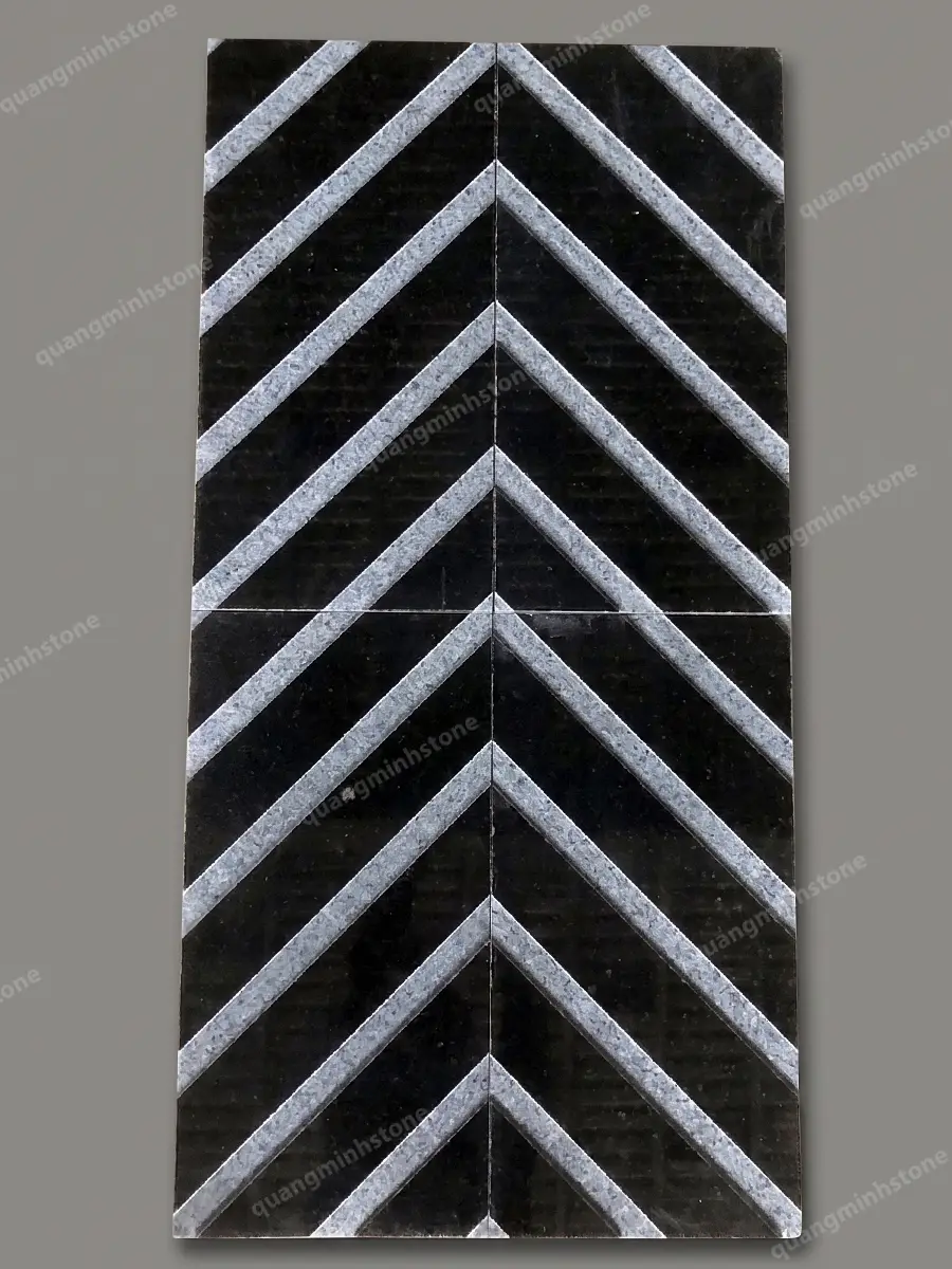 Đá granite đen bóng chia rãnh chéo Lót Ram Dốc 30x60 - quang minh stone 3