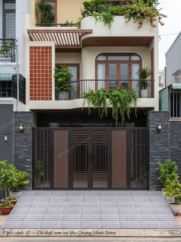 Đá hồng gia lai khò nhám gia công rãnh Lót Ram Dốc 30x60 - quang minh stone 3