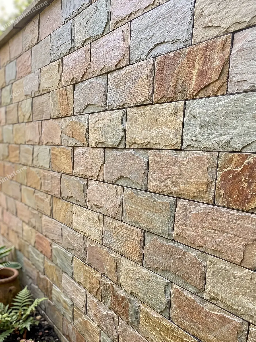 Đá bóc hồng ban mai Ốp Tường 10x20 - quang minh stone 2